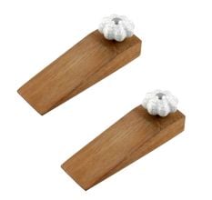 2 Pieces White Crackle Ceramic Melon Wooden Door Stopper